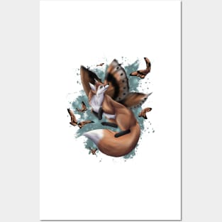 Butterfly Red Fox Fox Magic Magical Fantasy Posters and Art